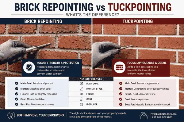 Brick Repointing vs Tuckpointing: What’s the Difference?